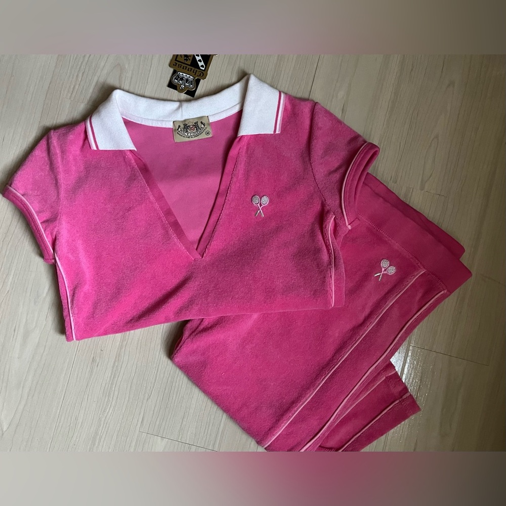 Juicy Couture VERY RARE NWT Barbie Pink Juicy Terry Cloth Capri Set 💕
